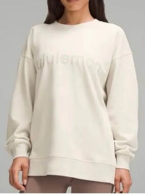 Lululemon Cream Oversized Sweatshirt Logo Pullover Size 4/6
